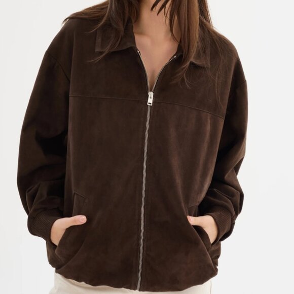 Lamarque Caden Oversized Suede Bomber Jacket XS/S - Chocolate Brown (SOLD OUT) - Picture 1 of 8